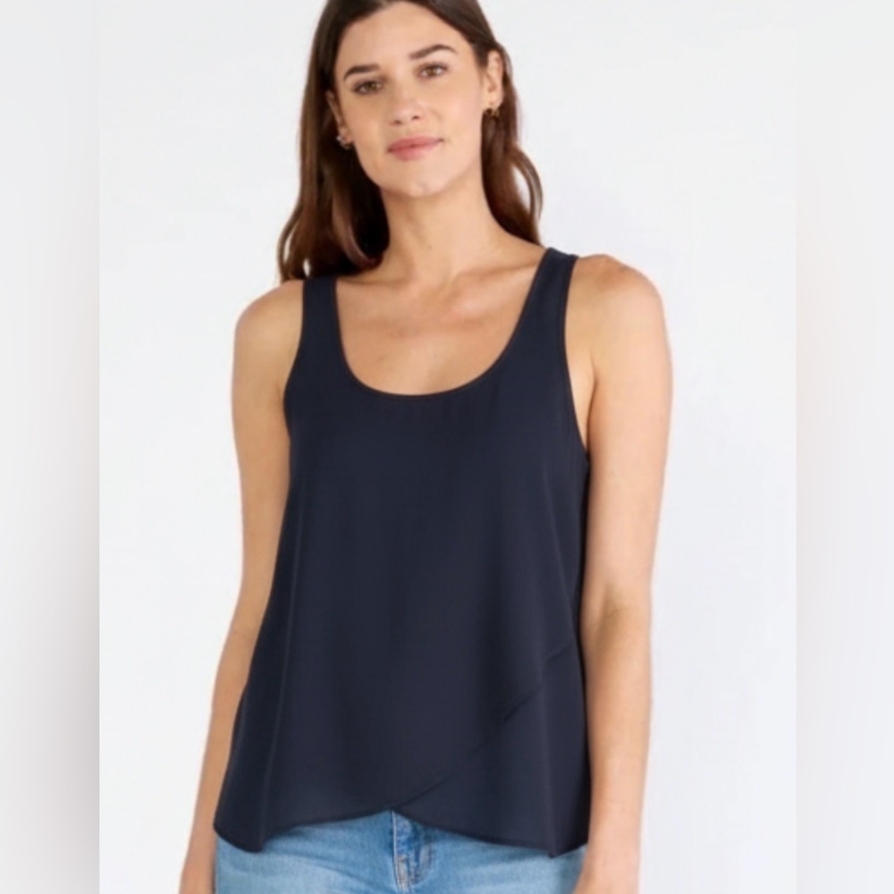 H&M navy asymmetrical silky tank